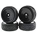 Rowiz 4PCS 1:10 RC Tires 12mm Hub Wheel Rims Concentric for 1/10 Scale Off-Road Black