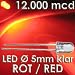 20 St�ck LEDs wasserklar ROT mit 12.000 mcd 5mm - wasserklares Geh�use - ausgew�hlte Qualit�t - 5mm inklusive Widerst�nde (f�r 6, 9, 12, 14, 16 oder 24 Volt) + Schrumpfschlauch zur Isolation