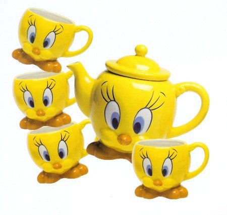 TWEETY BIRD 5 PC TEA SET TEA POT CERAMIC DECOR TWEETY BIRD 5 PC TEA SET TEA POT CERAMIC DECOR