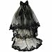 Lolita Gothic Black Wedding Lace Two Layers Veil Bridal Veil Accessories Halloween Party Dress With Comb