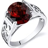 Checkerboard Cut 3.00 carats Garnet Solitiare Ring in Sterling Silver Rhodium Finish Available in Sizes 5 thru 9