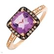 Ring With 2.60ctw Genuine Clean Diamonds and Amethyst Beautifully Designed in Rose Gold - Certificate Available.