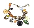 Bracelet - B170 - Assorted Round Beads and Charms ~ Antique Gold Tone