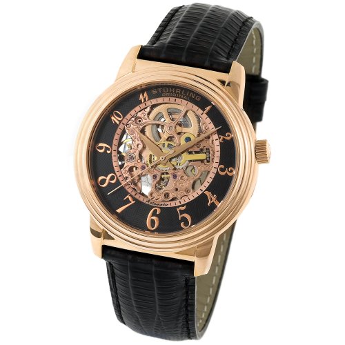 Stuhrling Original Classic Men's 'Delphi' Rose Tone Skeleton Watch #107.334541