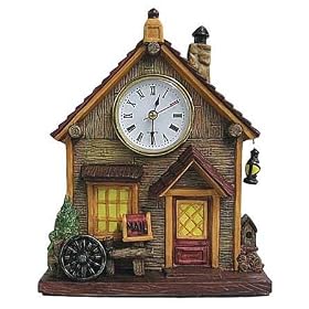 Porcelain Cabin Shelf Clock With Country Accents Decorations 8.5"