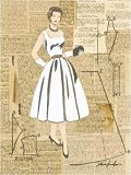 Lady In White Dress With Pattern by Cuca Garcia. Size 12.00 inches width by 16.00 inches height. High Quality Art Poster Print