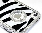 LiViTech(TM) Cushion Quilted Designer Diamond Rhinestone Crystal Bling Case iPhone 4 4S (AT&T ,VERIZON,SPRINT) (Zebra Silver)