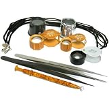9 10X Loupe Magnifier Gemstone Pick Up Tool & Tweezers