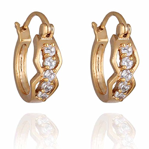 Yazilind Elegant 14K Gold Filled Inlay Clear Round Cubic Zirconia Small Hoop Earrings Earrings for Women