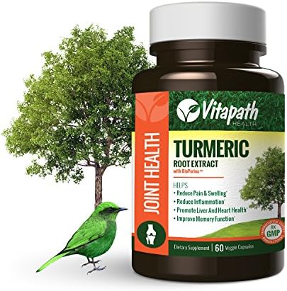 Turmeric Root Extract Antioxidant VItamin Supplement, 95% Curcuminoids, 1200mg Anti Inflammatory, Improves Memory, Promotes Liver &amp; Heart Heatlh, 100% Natural, 60 Count, By VitaPath