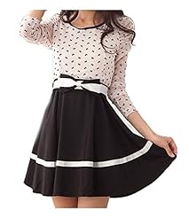  Bubble Dress General Print Long Sleeves  Dress With a Bow(s)
