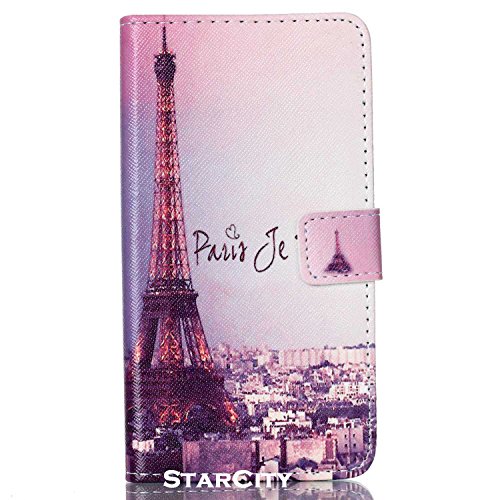 Galaxy Grand Prime Case, StarCity ® Samsung Galaxy Grand Prime [SM-G530] Case, Wallet Flip Stand Cover Case with Credit / Business Card Holder [Back TPU Cover] For Samsung Galaxy Grand Prime (Wallet Series_Paris Eiffel Tower)