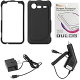 GTMax Black Rubber Hard Snap On Plastic Protector Cover Case + Clear LCD Sc ....