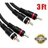 iMBAPrice® 3 feet 2RCA Male to 2RCA Male High Quality Python Home Theater Audio Cable (3 Feet, Black)