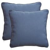 Corduroy Sailor Set of 2 Large 18"x18" Woven Blue Outdoor Pillows made from Durable Polypropylene