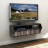 Prepac Altus Wall Mounted Home Entertainment Console in Black