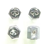 Nissan Infiniti Black Anti-theft Car Wheel Tire Valve Stem Caps