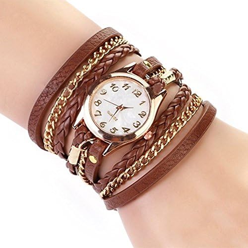 Fashion Women Retro Synthetic Leather Strap Watch Bracelet Wristwatch