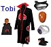 Sunkee Naruto Itachi Tobi cosplay costume set (Akatsuki Cloak + Anti Leaf Itachi headband+ Naruto To