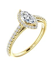 18K Yellow Gold Marquise Cut Diamond Halo-Style Ring -- LIFETIME WARRANTY