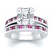 2.92 CT ASSCHER DIAMOND W ROUND PINK SAPPHIRE RING SET