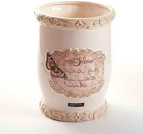 Ceramic 9.75" Elegant Decorative Wastebasket Bathroom Decor Butterfly Moments
