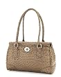 Taupe Ostrich Designer Inspired Satchel Handbag
