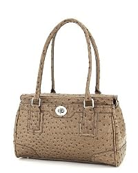 Taupe Ostrich Designer Inspired Satchel Handbag