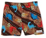 Flap Happy Dino Trek Jr Surf Trunk with Swim Diaper liner, Brown/Multi, 18 Months
