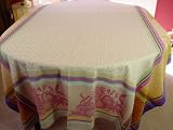 Granita Ecru Gorgeous French Jacquard 65 by 100 inch banquet tablecloth Fruit Design