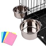 Stainless Steel Cage Coop Cup Bolt Clamp Hanger Bird Cat Dog Puppy Crate Bowl With Towel (Small)