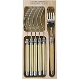 Horn Look Acrylic Ivory Color Laguiole Verdier Heavy Duty Boxed Set of 6 Forks
