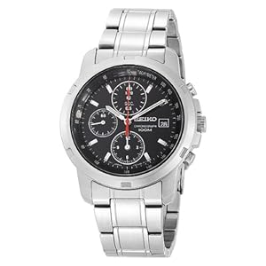 Seiko Men's SNDB03 Stainless Steel Chronograph Black Dial Watch (Watch)