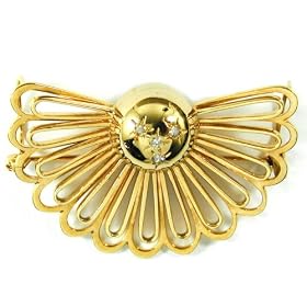 Art Deco Diamond Fan Brooch, circa 1920s by The Way We Were