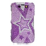 Premium Luxurious Designer Hard Diamond Crystal Snap-on Case for Blackberry Storm II 9550 - Purple Silver Rock Stars Diamond Design