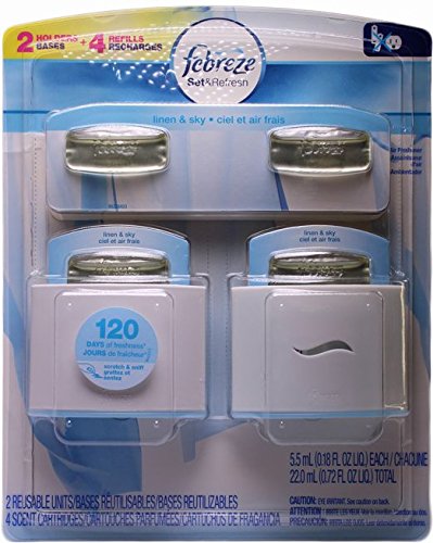 Febreze Set And Refresh Value Pack, 2 Holders 4 Refills, Linen and Sky Scent