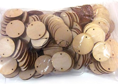ZLazr: 100 1" X 1/8" SMALL Wooden Circles Family Birthday Craft Disc Two 2mm Hole Tags Unfinished Birch Wood Made in the USA!