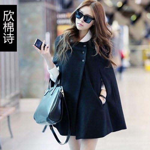 Wool Tweed Coat Cape Overcoat.