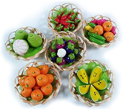 Mini Dollhouse Set of 6 Orange Mango Teen Water Melon & Banana Miniature Fruit