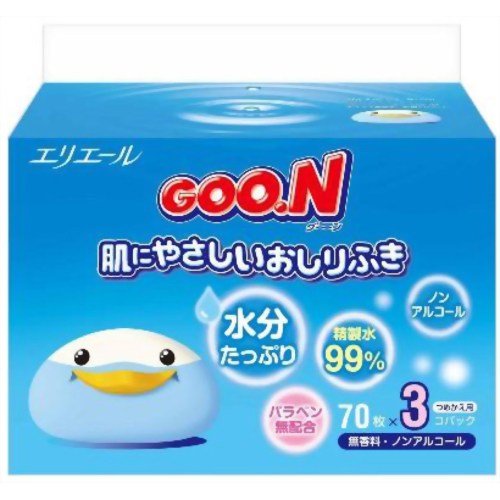 グーン 肌にやさしいおしりふき つめかえ用 70枚*3P