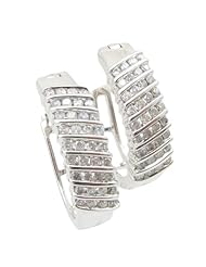 Women 14k White Gold 0.7ctw diamond Hoop earring 6 21196 Size 6.34