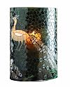 Tag Oversized Peacock Mosaic Glass Hurricane Candle Lantern, 13" Tall x 8.5" Diameter