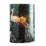 Tag Oversized Peacock Mosaic Glass Hurricane Candle Lantern, 13" Tall x 8.5" Diameter