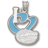 University of Florida I Heart Gator Head 3/4 Enamel Pendant (Silver)