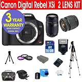 17 Piece Total Kit with Canon EOS Rebel XSI 450D 12.2 MP Digital Camera with Tamron 28-80mm f/3.5-5.6 Aspherical Lens + Tamron 75-300 f/4-5.6 LD Lens + 16 GB Memory Card + Multi-Coated UV Filter (2) + Multi-Coated Polarizer Filter + Digital Slave Flash + 50 Tripod + Deluxe Padded Camera Bag + 6 Piece Accessory Kit + 3 Year Celltime Warranty Repair Contract