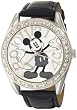 Disney Unisex MK1015 Mickey Mouse Silver Dial Black Crocodile Strap Watch
