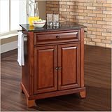 Crosley Furniture Newport Black Granite Top Kitchen Island in Cherry