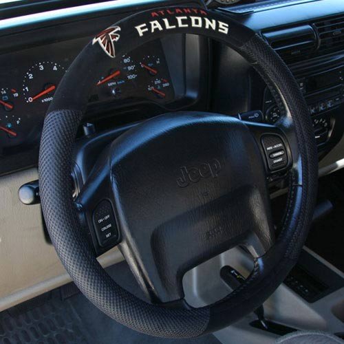 Atlanta Falcons Black Poly Suede & Mesh Steering Wheel Cover