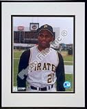 Roberto Clemente, Pittsburgh Pirates Double Matted 8 X 10 Photograph in Black Anodized Aluminum F