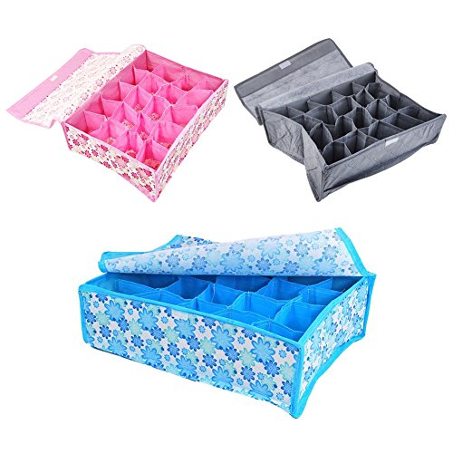 Neewer® 20 Cell Bamboo Charcoal Underwear Ties Socks Drawer Closet Organizer Storage Box (Blue, Pink, Gray)